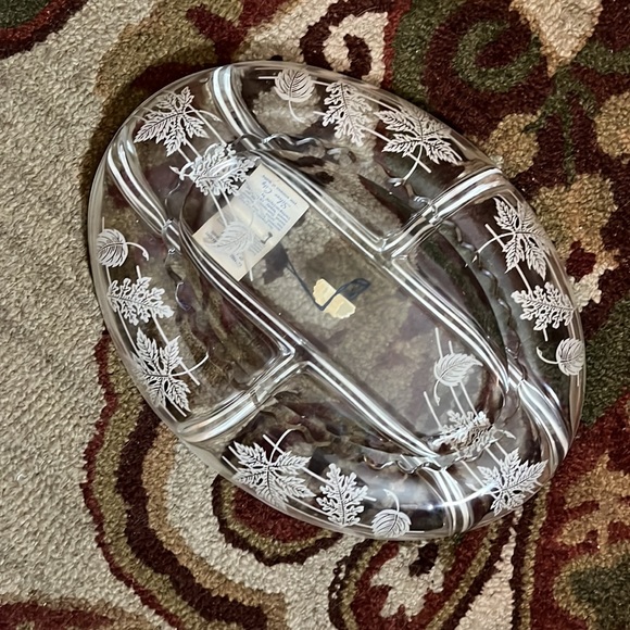 Vintage MCM SILVER CITY GLASS CO Sterling on Crystal Serving Tray Floral Design - Picture 5 of 17